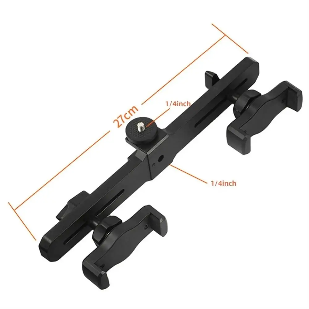 Smartphone Tablet Mount Double Clip Tripod Adjustable Movable Crossbar Clip for Living Stream Video Recording Selfie Holder Part