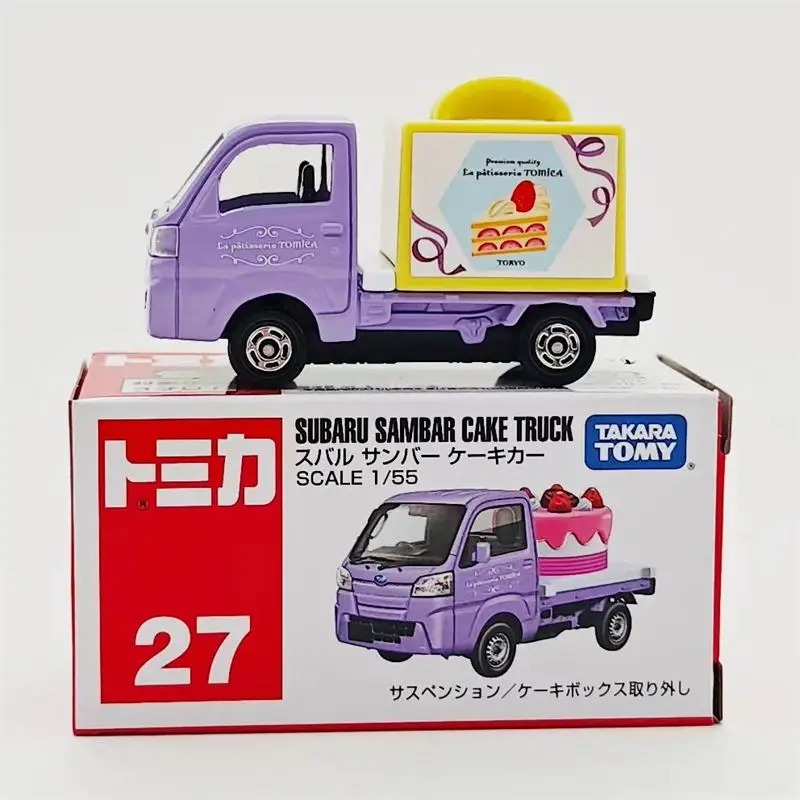 TAKARA TOMY Tomica-Subaru Sambar Cake Truck, coche de juguete de aleación, vehículo de Motor, modelo de Metal fundido a presión, regalos para niños, NO.27, 1/55