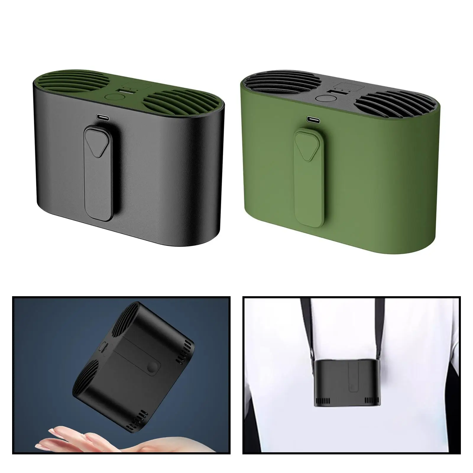 Personal Fan Waist Fan Double Air Vents 5x3.4inch Hands Free USB Charging for Sports Activities Lightweight Multifunctional