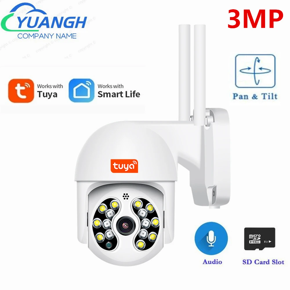 

3MP Tuya WIFI IP Camera Outdoor Auto Tracking Wireless Waterproof Speed Dome Security IP Camera P2P Smart Home