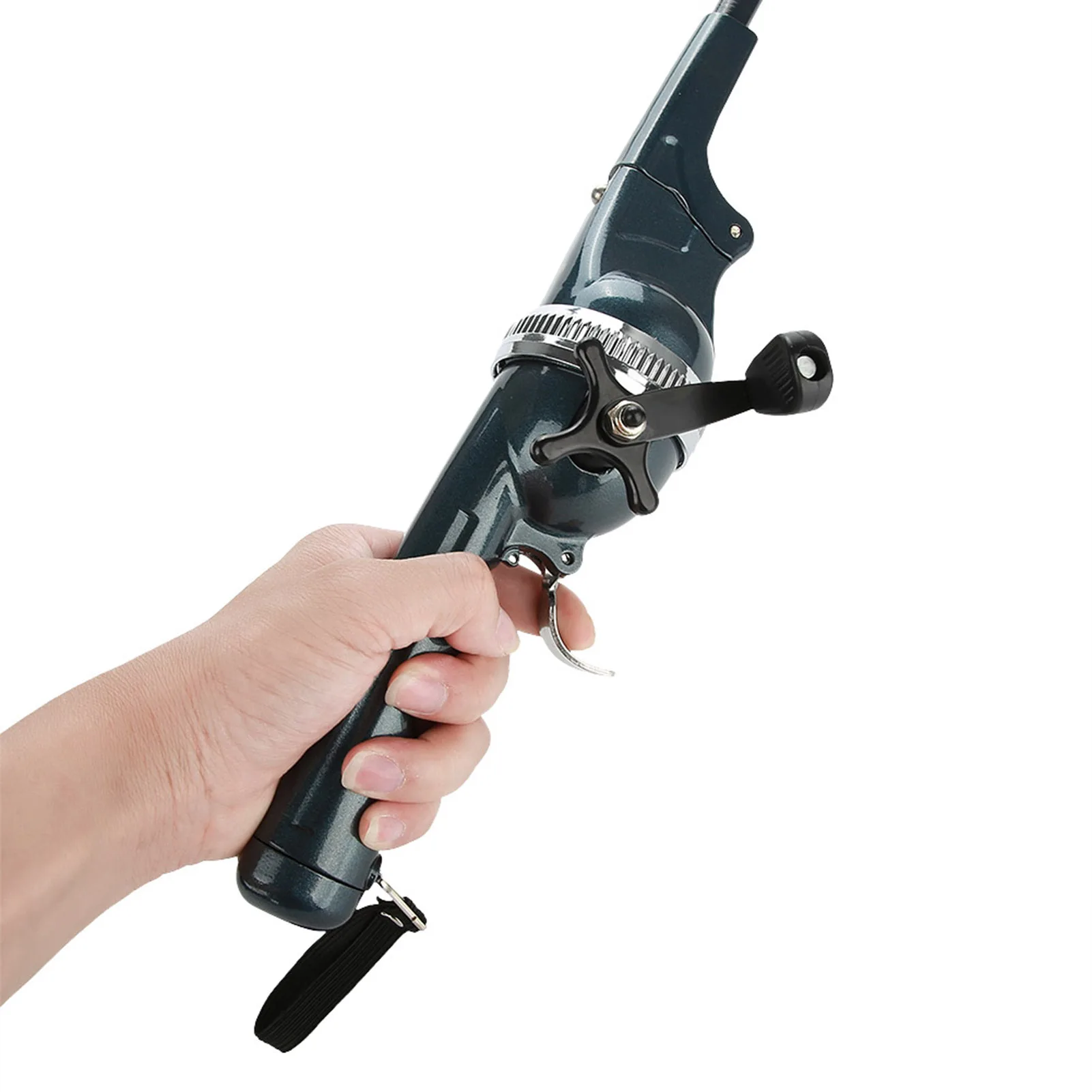 

Lightweight Plastic Folding Integrated Fishing Rod and Enclosed Reel Tackle Accessory for Travel and Normal Fishing