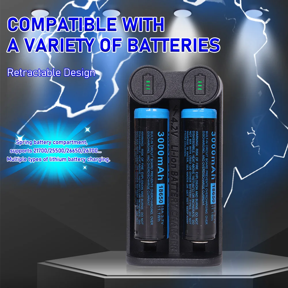 PowerKAN C2 for 3.6/3.7V Lithium Portable Battery Charger Powerbank Compatible with 14500/18650/26650/21700/21.etc