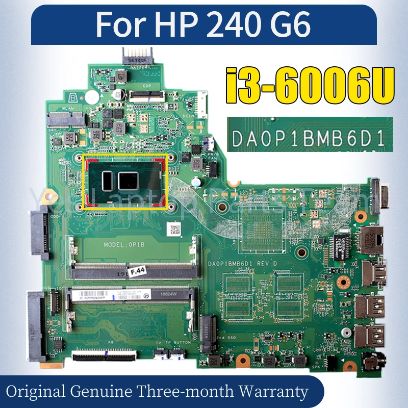 DA0P1BMB6D1 For HP 240 G6 Laptop Mainboard i3-6006U Notebook Motherboard 100％ Tested