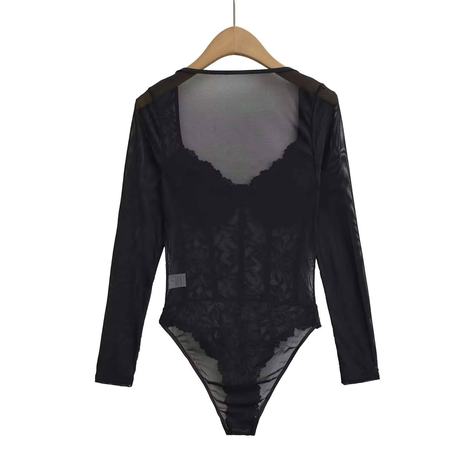 بدلة نسائية مثيرة من الدانتيل شفافة طويلة Sve V-ne بطبقة أساسية للتخسيس ضيقة مناسبة للشارع بخصر عالٍ