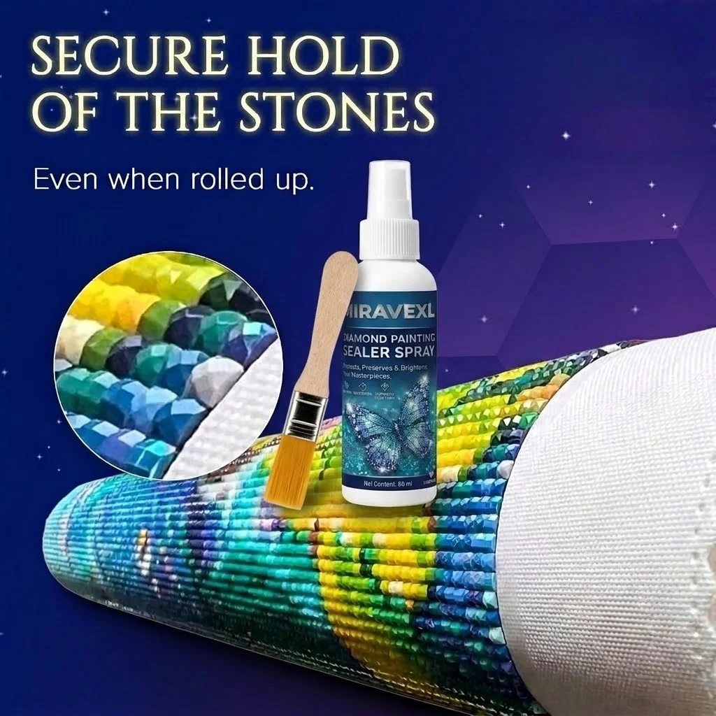 Kit professionnel de spray et pinceau pour la fixation des diamants : préservateur, non toxique, séchage rapide pour un effet brillant et scintillant