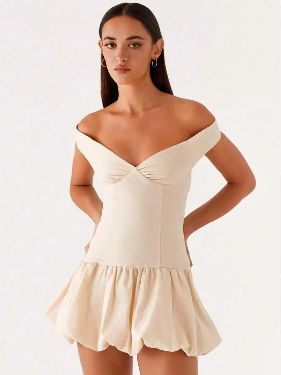 

Women Off Shoulder Bodycon Mini Dress For Summer Party Vacation