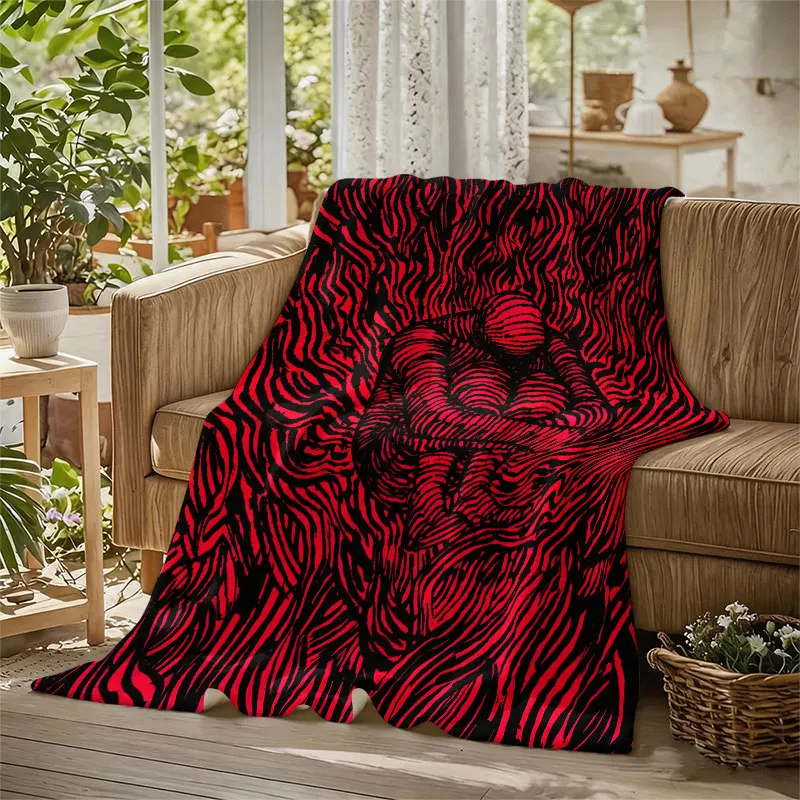 Dark Swirl Figure Flannel Blanket Warm Soft Halloween Christmas Decorative Couch Warm Cozy All-Season Gift