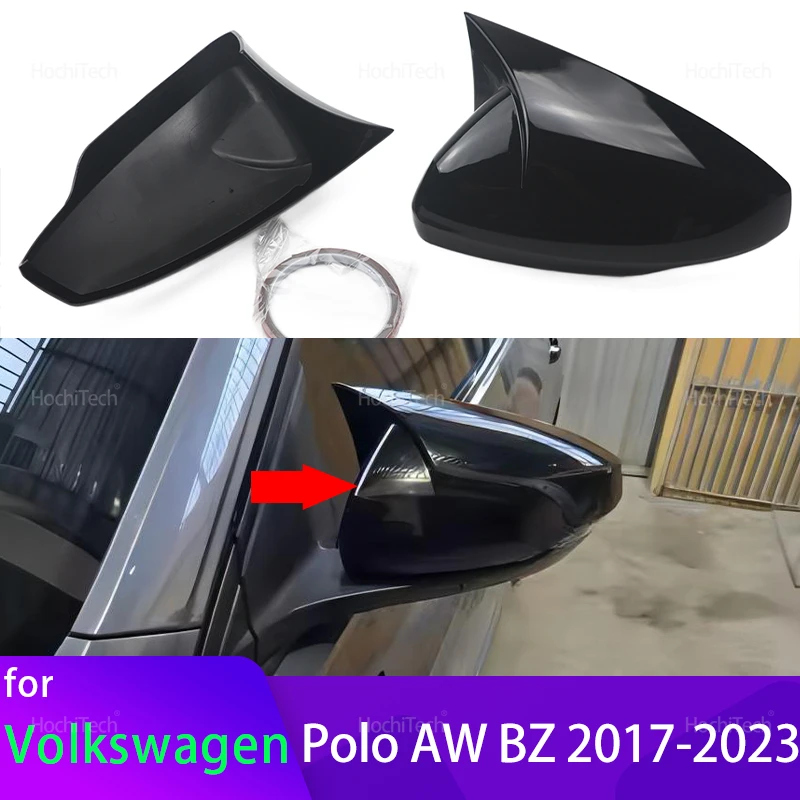 Couvercle de rétroviseur supplémentaire, noir brillant, pour Volkswagen Polo AW BZ 2017 2018 2019 2020 2021 2022 2023 2x