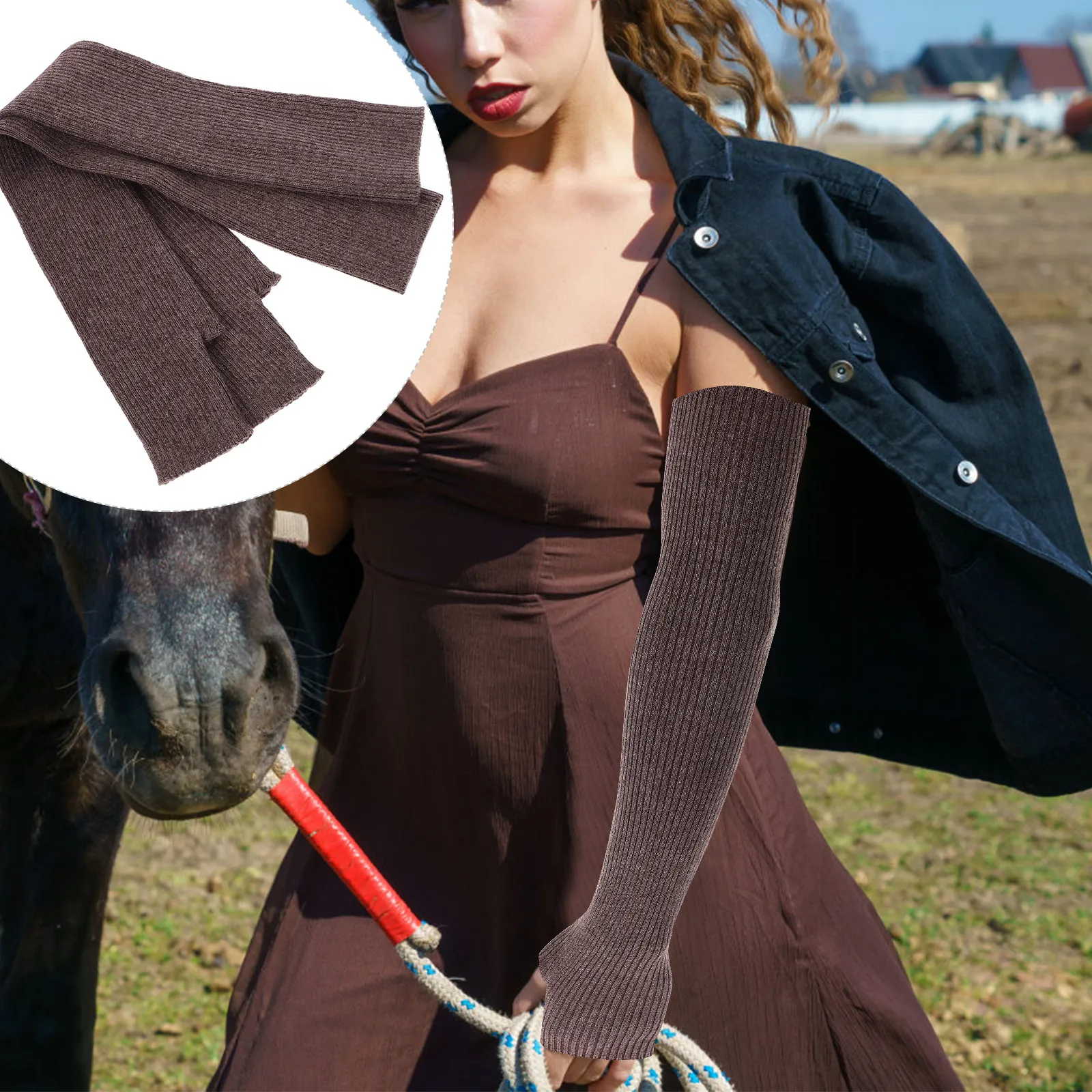 

1 пара защитных теплых эластичных дышащих нарукавников для предплечий, для занятий спортом на открытом воздухе, для женщин