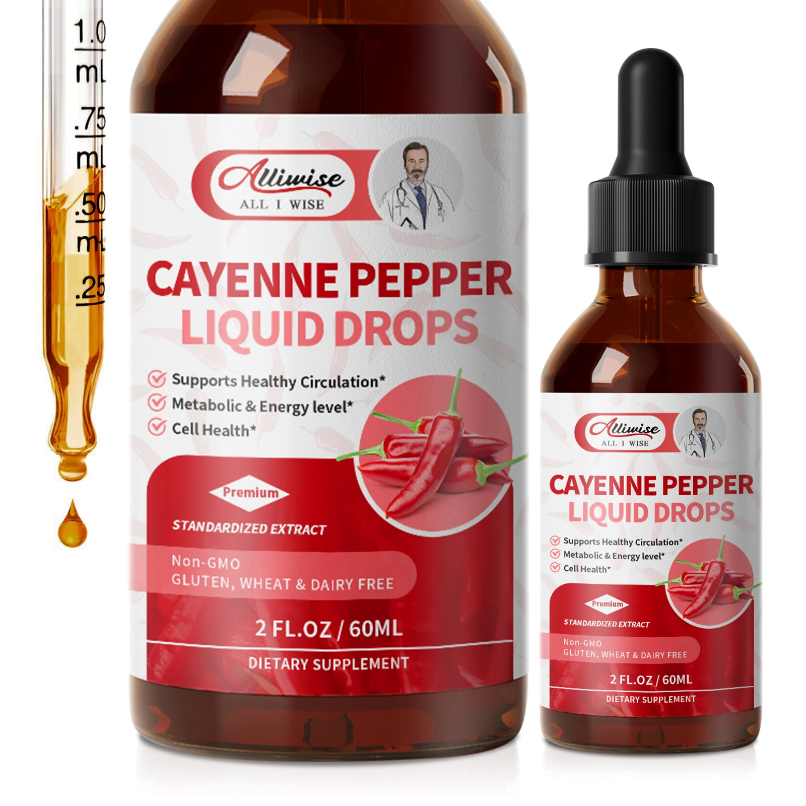 

Cayenne Pepper Liquid Drops Healthy Circulation Energy Cell Digestive Immune Antioxidant Support for Overall Wellness