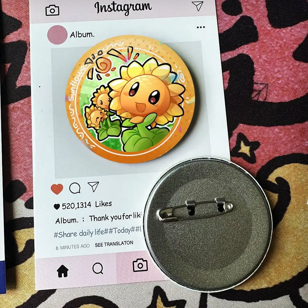 P-Plants vs. Zombies Badges 25 32 44 58 75 mm Round Fans Collect Friends Gifts Brooch Souvenir