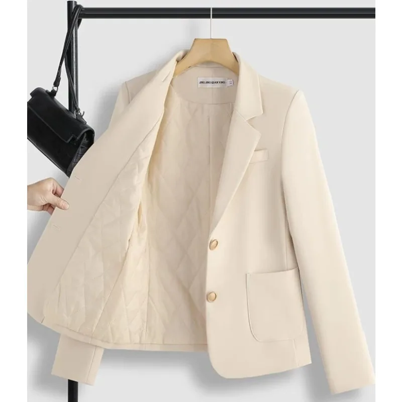 

Верхняя одежда цвета хаки на хлопковой подкладке, теплая куртка, женский модный и элегантный осенне-зимний пиджак для миниатюрных поездок, пальто