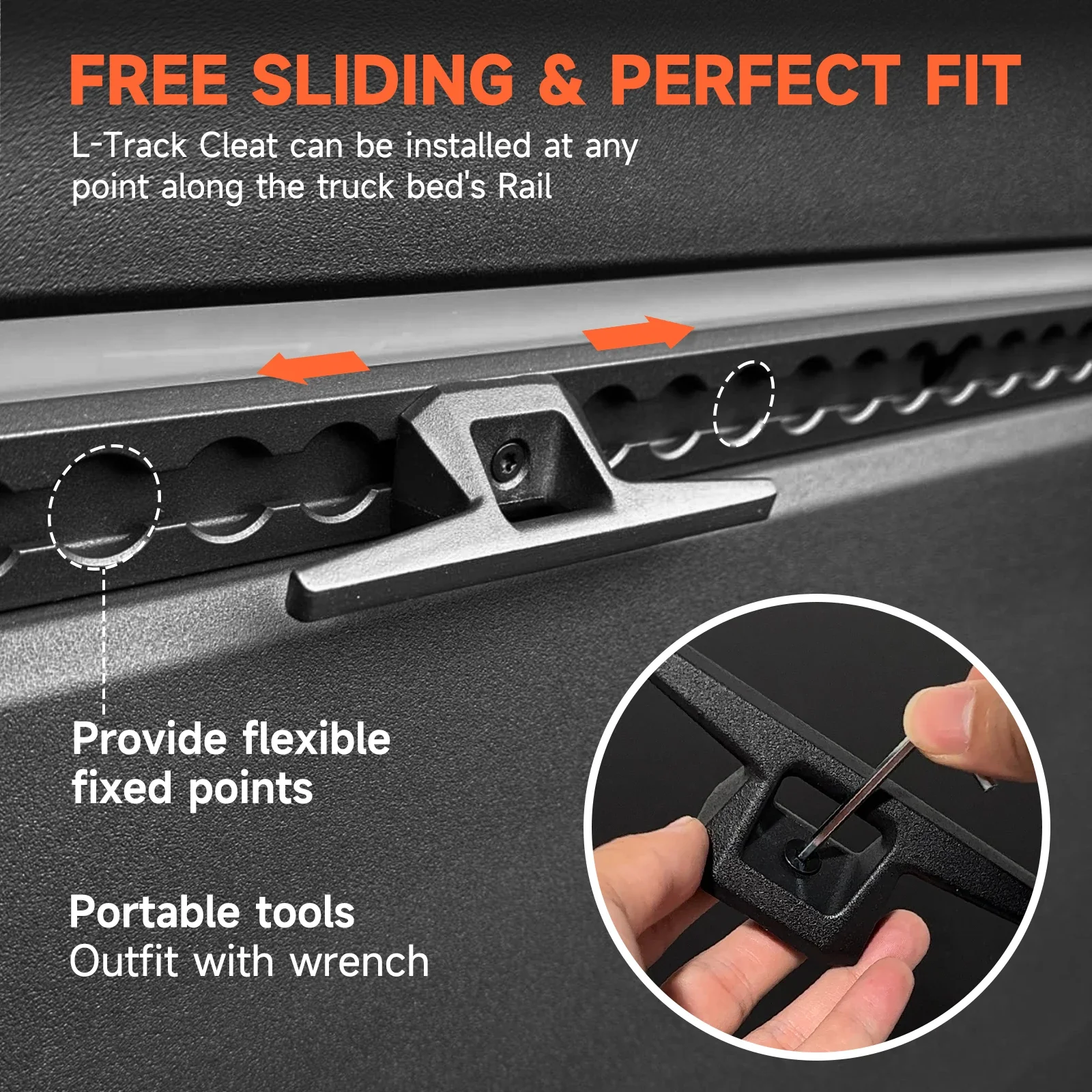 CNSPEED Track Cleat Hook For L-shaped Rail Track Hook For 2025 2024 2023 Tesla Cybertruck Trunk L-track Splints Hook Accessories