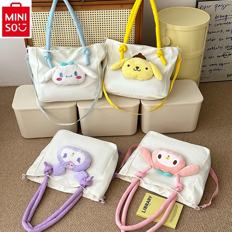 

MINISO 2024 New Large Capacity Cartoon 3D Kuromi Cute Shoulder Bag for Women's Leisure, High Quality Storage Tote Bag