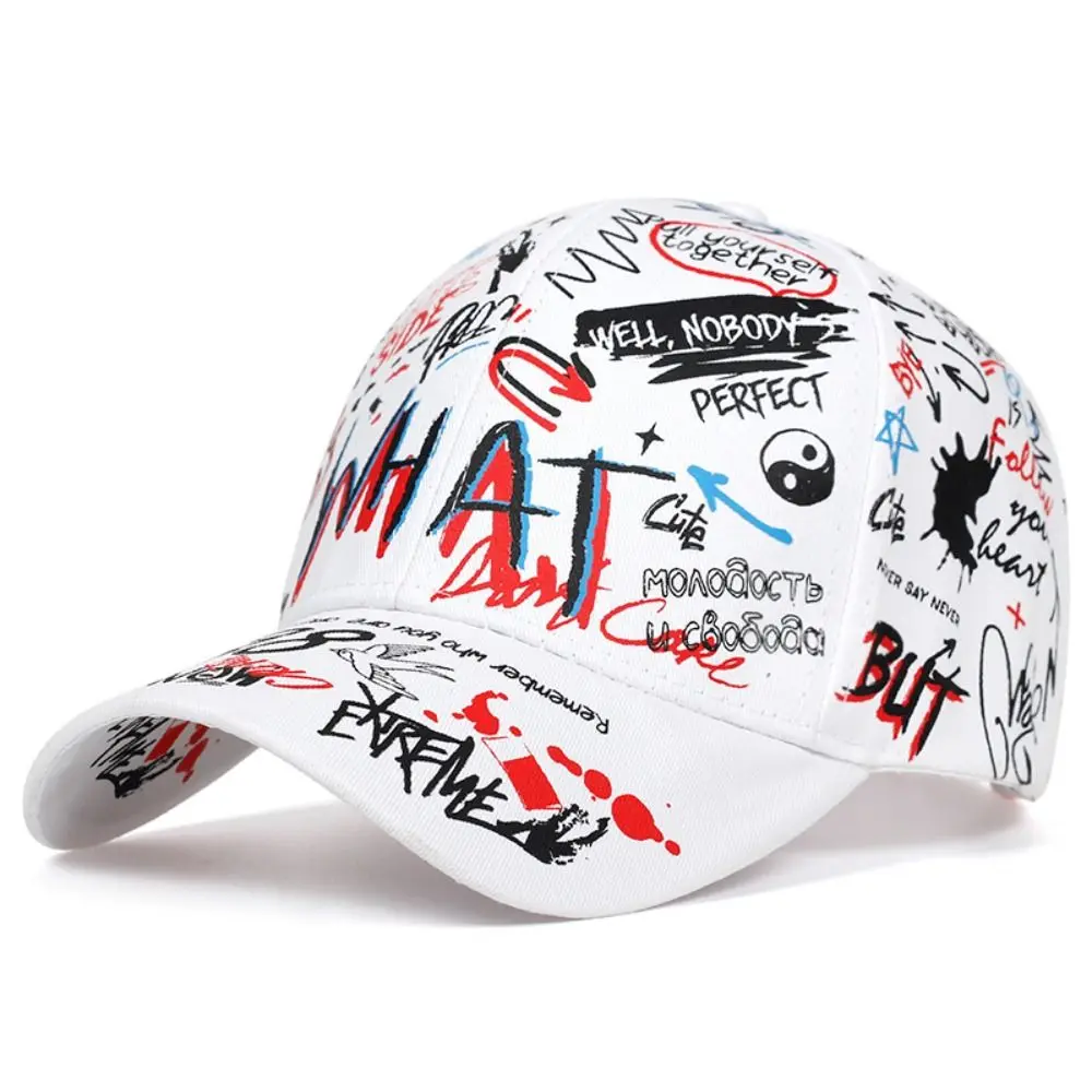 

Casual Letter Graffiti Baseball Cap Hip Hop Breathable Sun Hat Print Adjustable Visor for Men Women