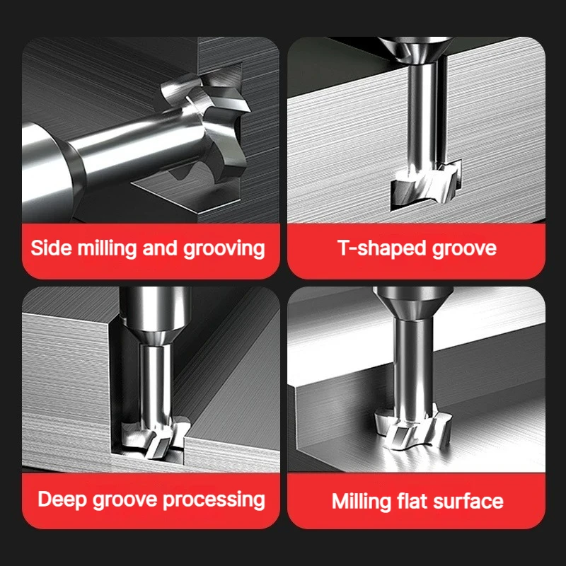 High-Quality T-Type Slot Milling Cutter, Tungsten Steel CNC Tool, 8-16mm Diameters, Alloy Construction, Efficient Metal Grooving