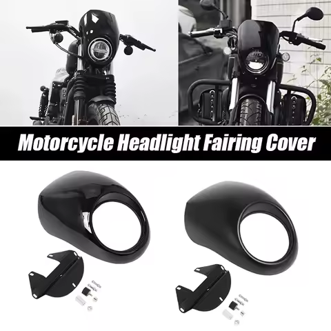 Motorcycle Black Headlight Grill Fairing Cover ABS Plastic Windshield For Harley 883 1200 Front Fork Mount Dyna Sportster XLCH