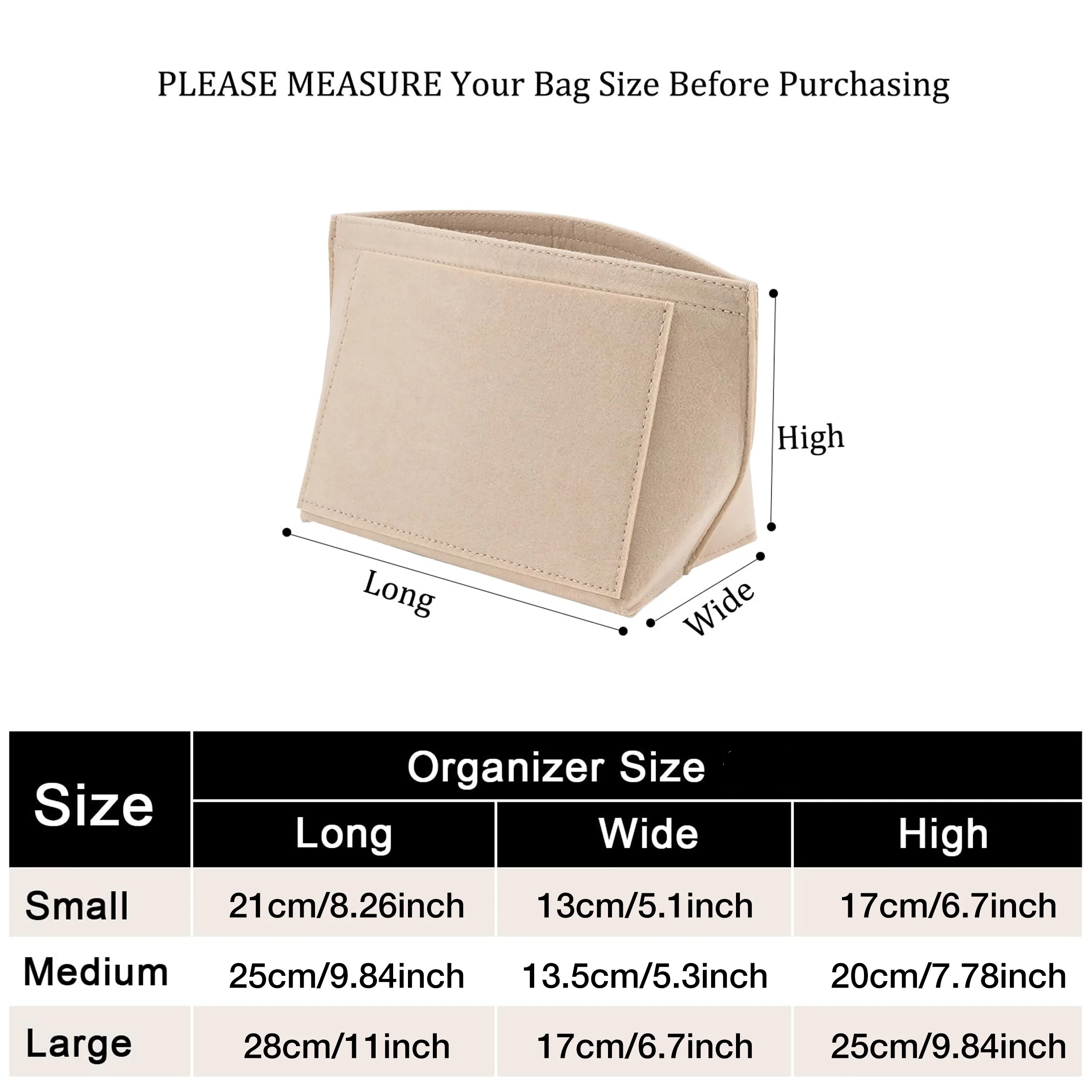 Felt Insert Bag For Longchamp Handbag Liner Bag Felt Cloth Makeup Bag Support Travel Portable Insert Purse Organizer, 4 Size image 6