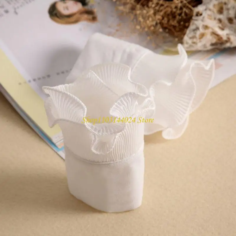 N5KE Detachable Shirt Pleated Sleeve False Cuffs Color Pleated Layered