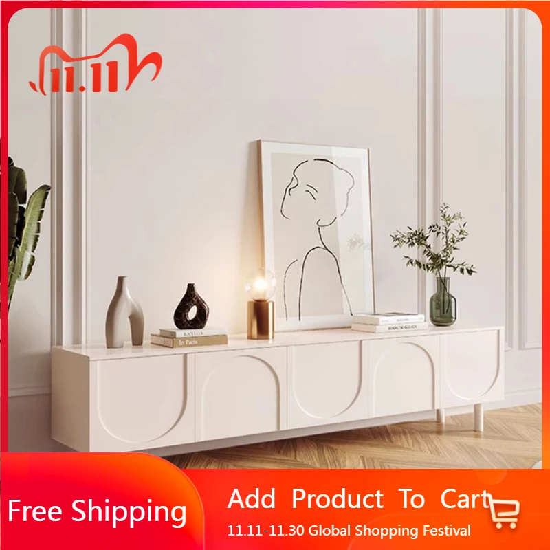 Meja TV Putih Modern untuk Ruang Tamu, Meja TV Mewah dengan Laci, Meja TV Desainer untuk Penyimpanan, Meja TV Universal, Furnitur Rumah