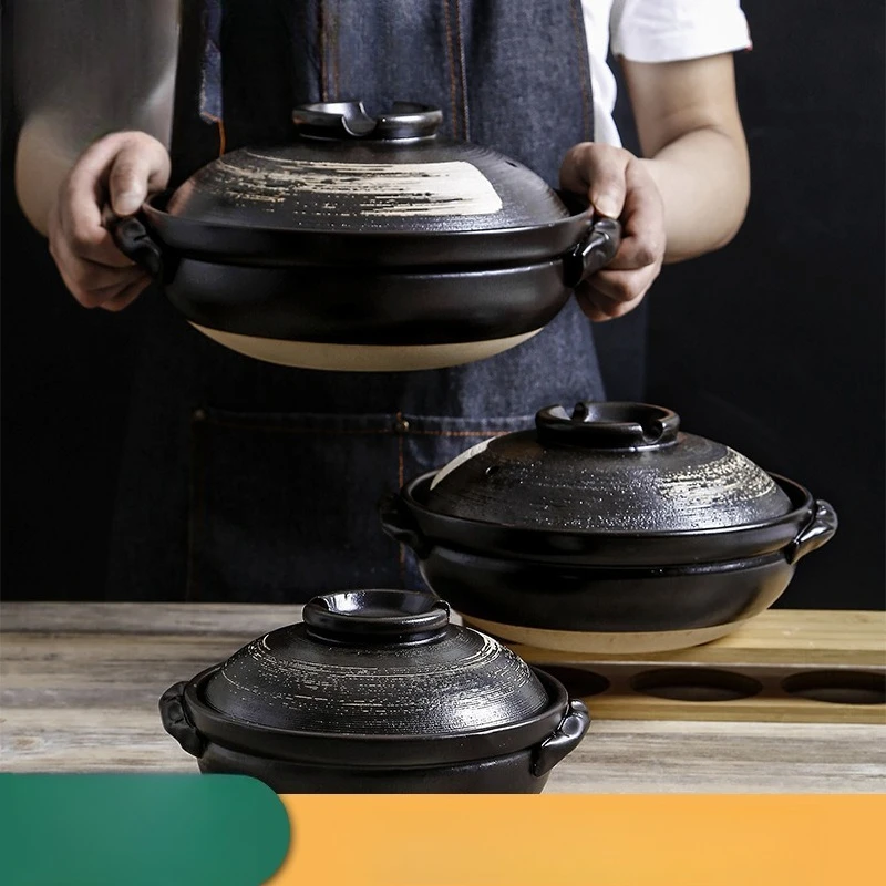 

Керамическая кастрюля для газовой плиты, домашнего приготовления тушеного супа с одной крышкой