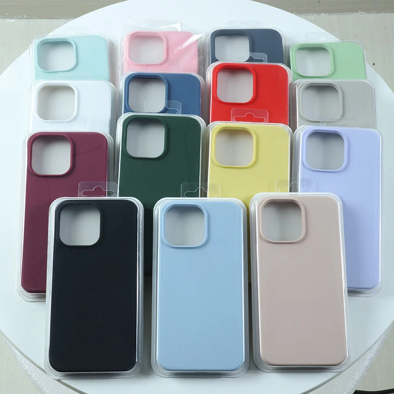 Original Liquid Silicone Phone Case For iPhone 14 13 12 11 Pro Max Mini XS X XR 7 8 Plus Luxury Shockproof Full Back Cover