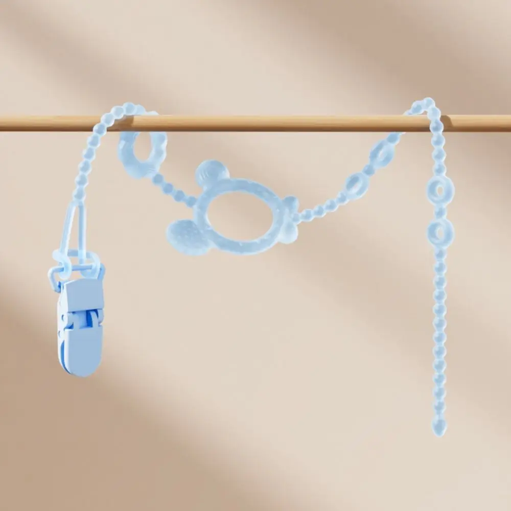 

Anti-drop Chain Pacifier Holder Clips Cartoon Bear Nipple Accessory Baby Pacifier Chain Pure Color Silicone