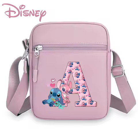 Stitch Disney Shoulder Bag Woman A-Z Letter Crossbody Bags Girls Double-deck Bag Fashion Large Capacity Square Sports Bag Gift