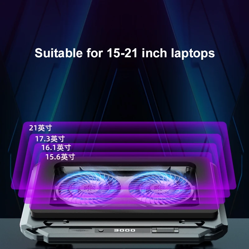 

Эргономичный удобный кулер для ноутбука с двумя вентиляторами RGB, охлаждающая подставка для игрового ноутбука с держателем для телефона, товар в наличии