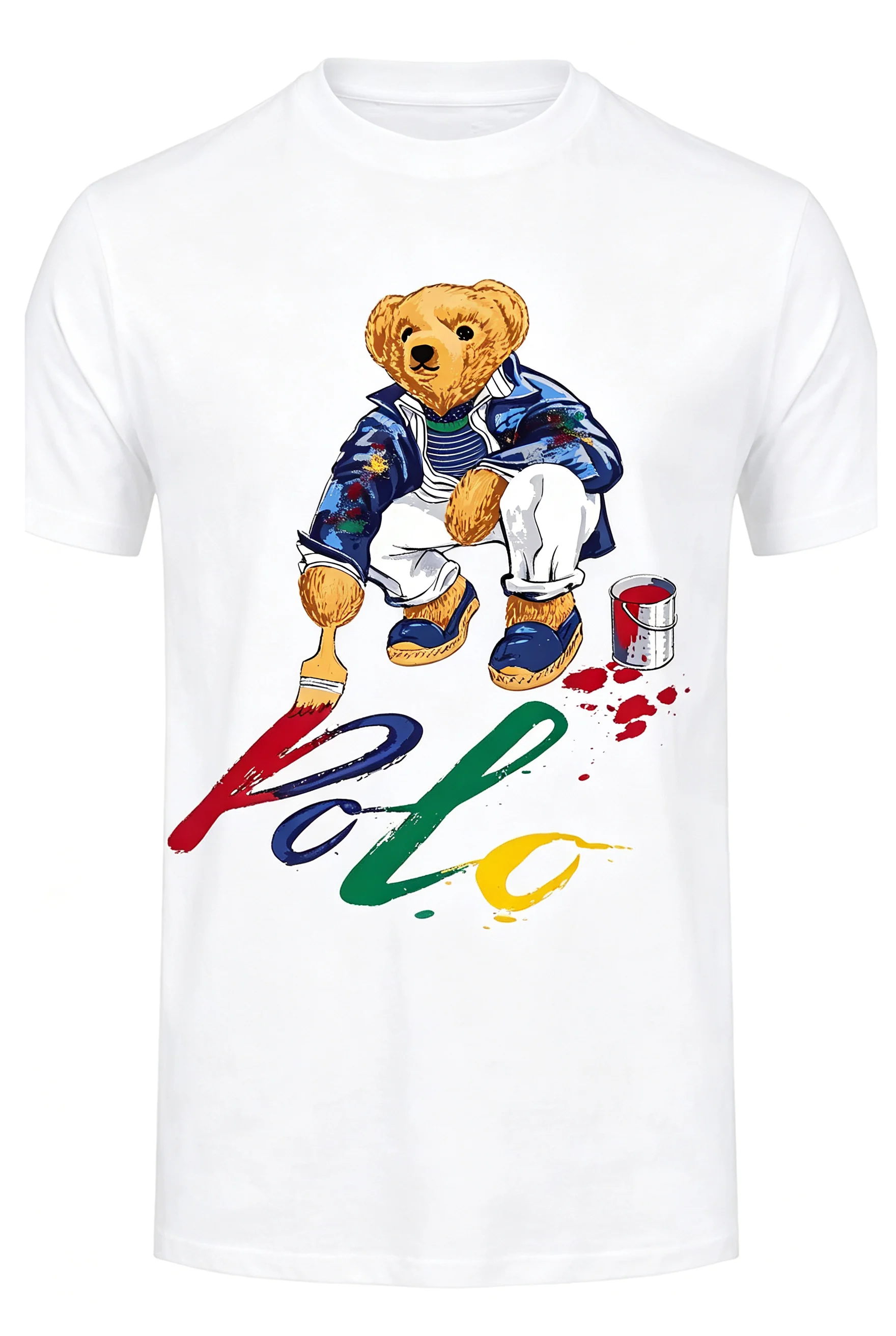 2026 New Ralph Bear Short‑Sleeve T‑Shirt Street‑Wear Style Extra Large Available  Essential Casual Top For Men