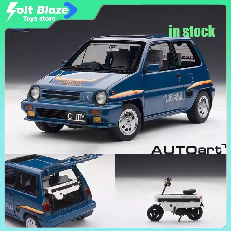 

AUTOart 1/18 Scale Honda City Turbo II Blue Diecast Alloy Car Model desktop ornament models simulation collection cars boy gift