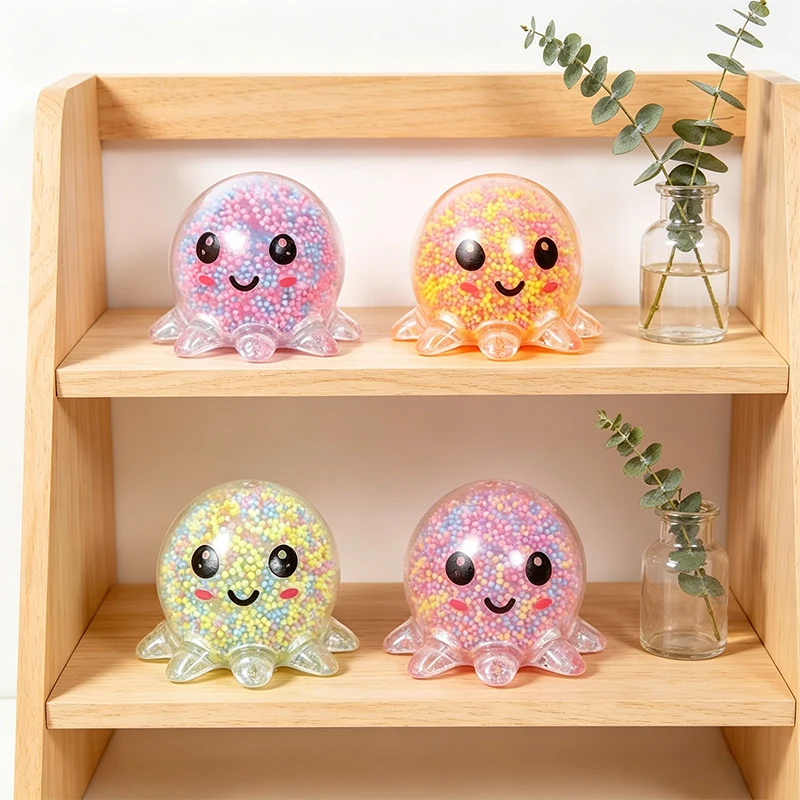 Leuchtende Tintenfisch-Hasen-Stressbälle, weiche Quetsch-Fidget-Spielzeuge, sensorische Angstlinderung, zufällige Farbe, Blasen-Oktopus-Ball, Geschenk – Detail 2