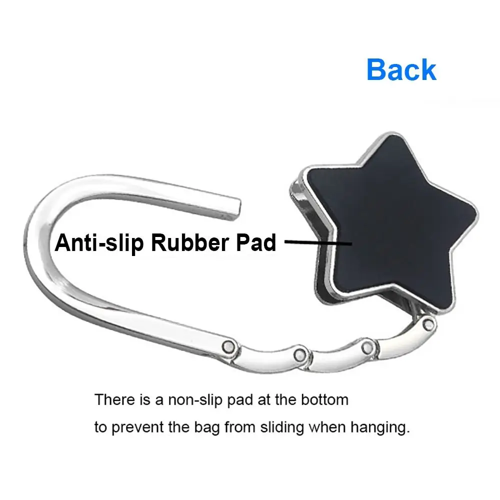 Portable Star Shape Handbag Hook Shiny Folding Table Edge Handbag Hanger for Home Keychain Cute Bag Pendant Multi-Purpose Hooks