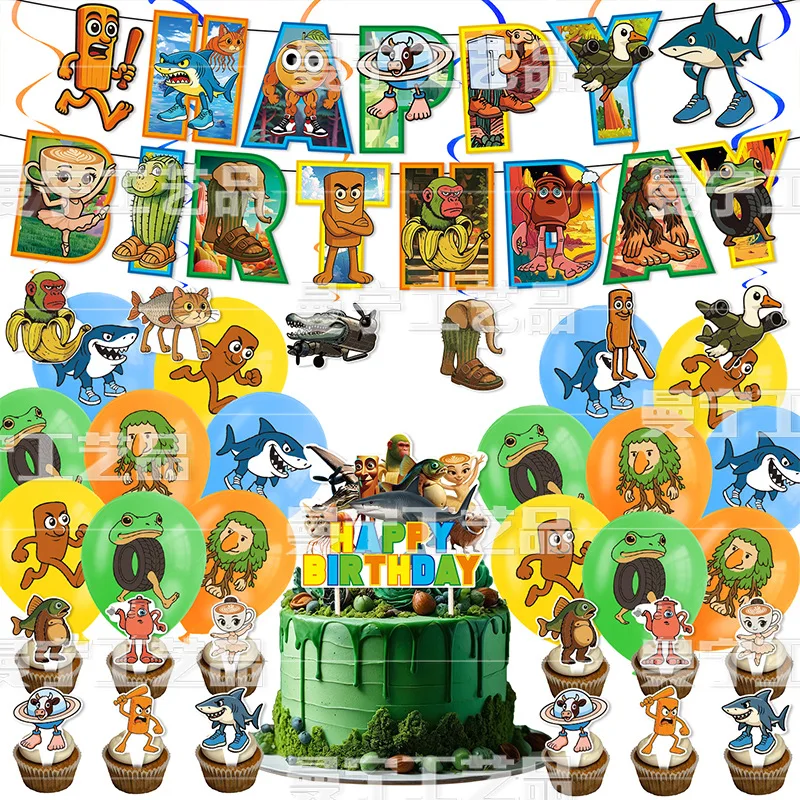 Tralalero Tralala Palloncini Cake Topper Sfondo Tungtung Sahur Brainrot Compleanno Baby Shower Genere Rivela Decorazione del partito Regalo
