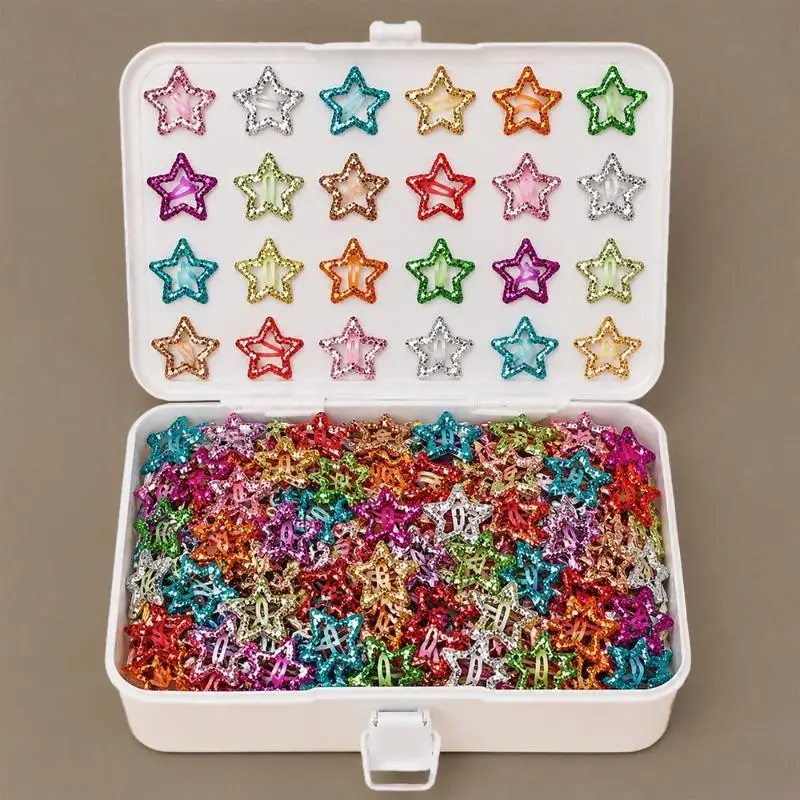 20/40Pcs Hollowed Star Hair Clips Colorful Sequins Star Snap Hairpins Sweet Headpiece Hair Barrettes Hair Accessories For Girls