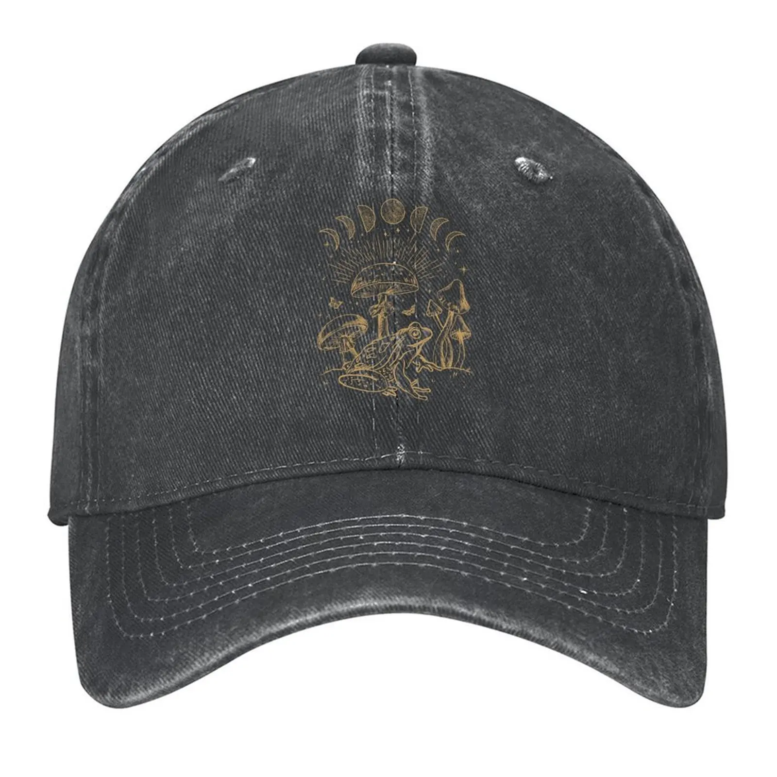 

Dark Academia Frog Under Mushroom: Cottagecore Aesthetic with Goth Mystique, Edgy Fairygrunge Theme, Forest Psyched Baseball Cap