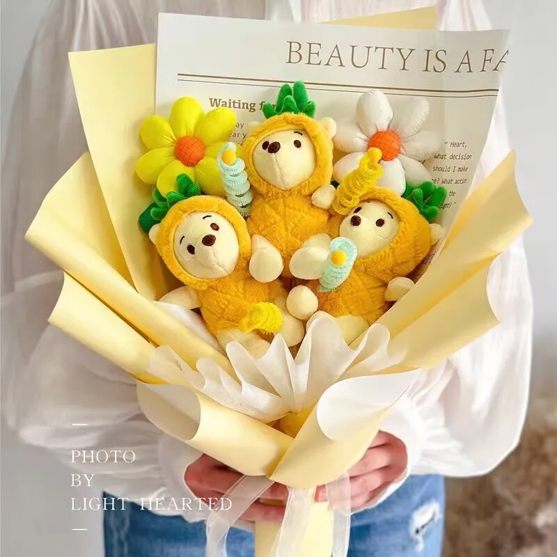 

Cute Pineapple Bear Doll bouquets Stuff Animal Plush Toys Creative Valentine Graduation Gift