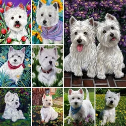 5D DIY Diamond Painting Westie Dog Embroidery West Highland White Terrier and Flowers Decoration New Handicrafts Home Decor