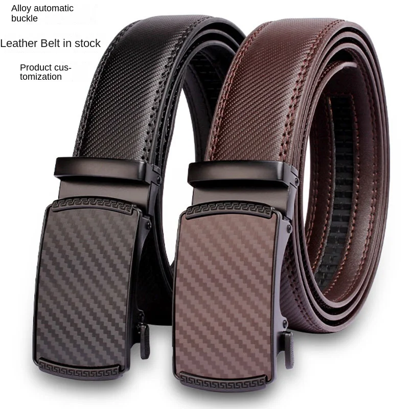 

Men's belt, genuine leather belt, versatile cowhide automatic buckle, high-end simple belt（100-130cm)