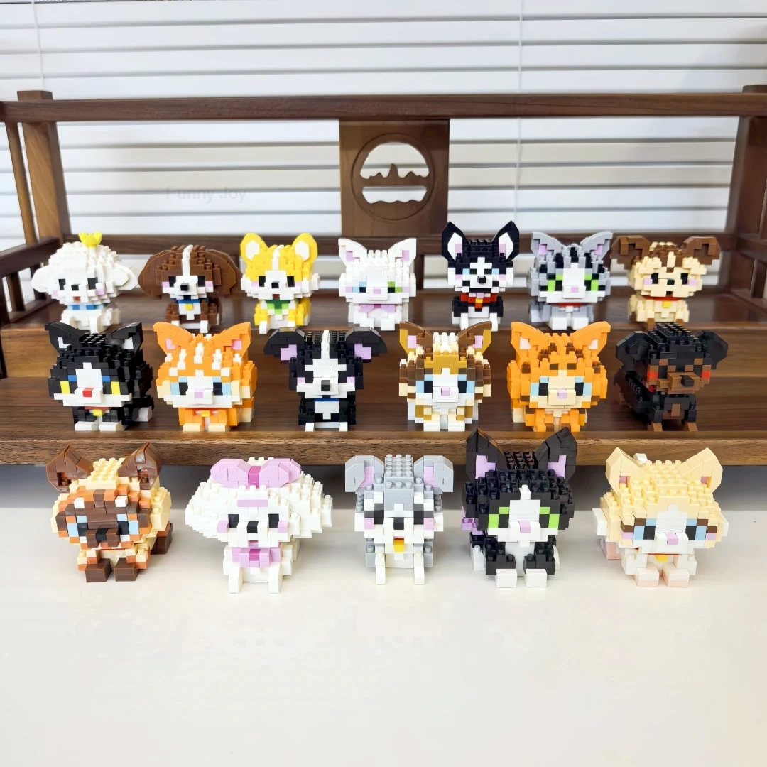 18 Styles Husky Pet Cats Dog Building Block Cartoon Cute Doll Puzzle Assembly Children's Toy DIY Boys Girls Birthday Gifts