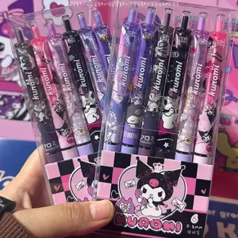 Sanrio High-value Cute Hello Kitty Kuromi Cinnamoroll Pressed the Gel Pen Cute Cartoon Student Quick-dry Brush Pen Black Pen