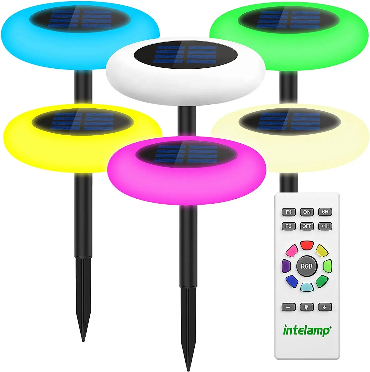 6 PCS Colorful Solar Lights Outdoor IP65 Waterproof Garden Lights with A Remote Control Beautiful Decoration for Lawn Yard Path