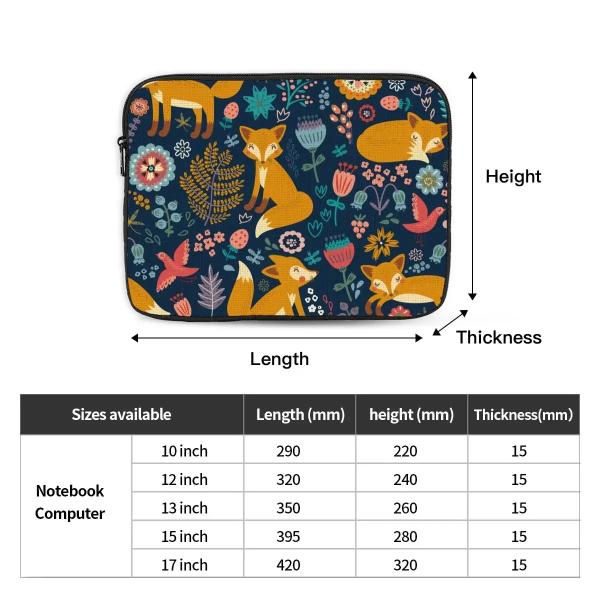 Torba na laptopa Etui na notebooka Fox Etui na komputer 12" 13" 15" 17" Wstrząsoodporna torba na Macbook Air Pro