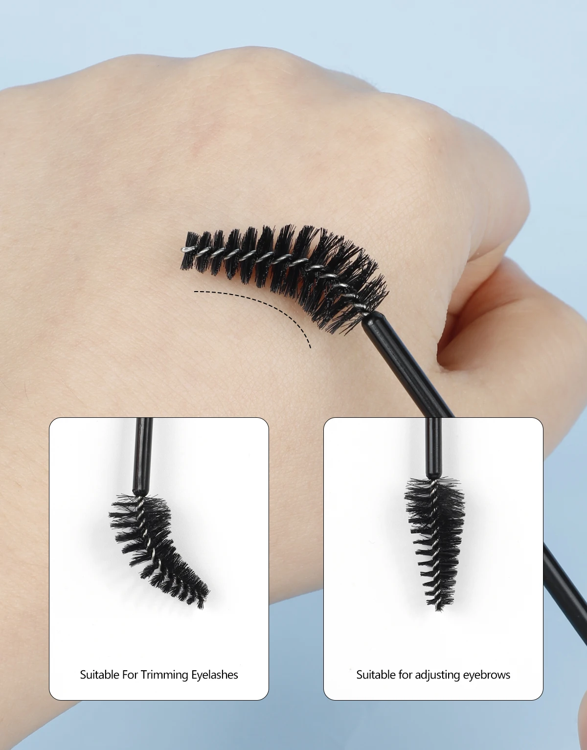 50 قطعة عصا الماسكارا النايلون القابل للتصرف قضيب رمش فرش لتطعيم جلدة تمديد النساء فرشاة للمكياج أدوات