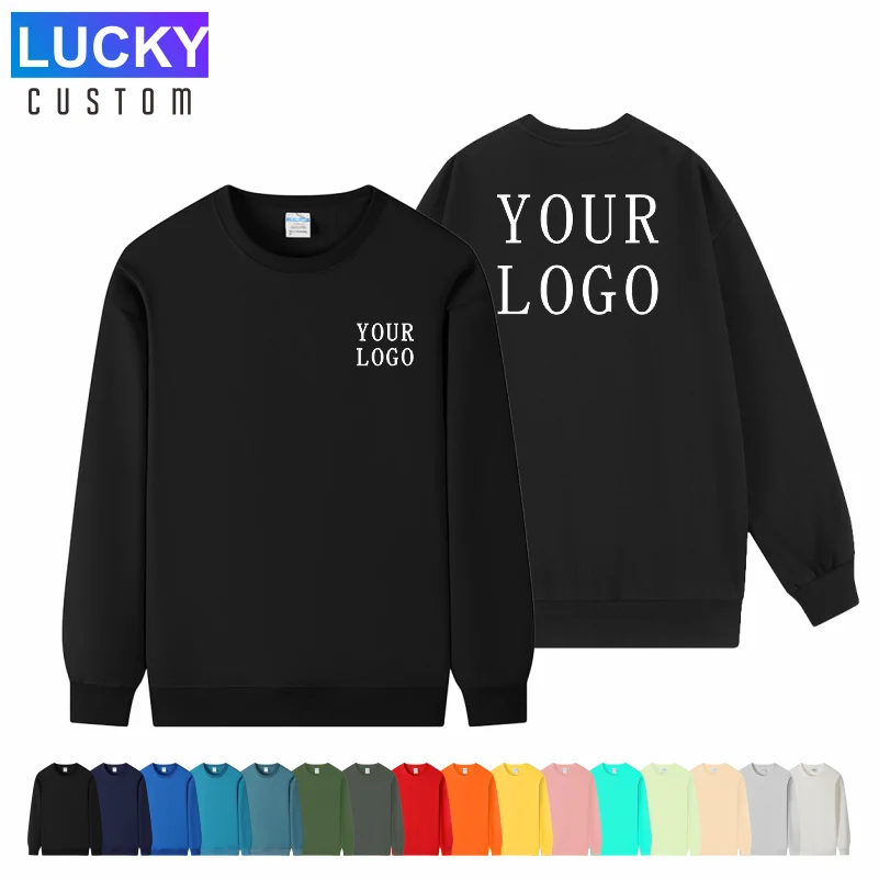 Customized Print Men Women Round-Neck Sweatshirt Loose Solid Color Classic Pullover Spring Autumn Fashion Personality Streetwear