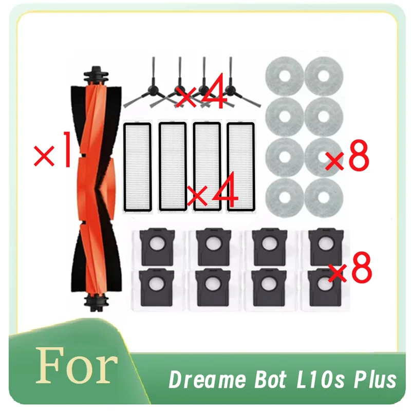 

A05G-25 шт. для Dreame Bot L10s Plus самоопорожняющий робот-пылесос основная боковая щетка швабра фильтр мешки для пыли