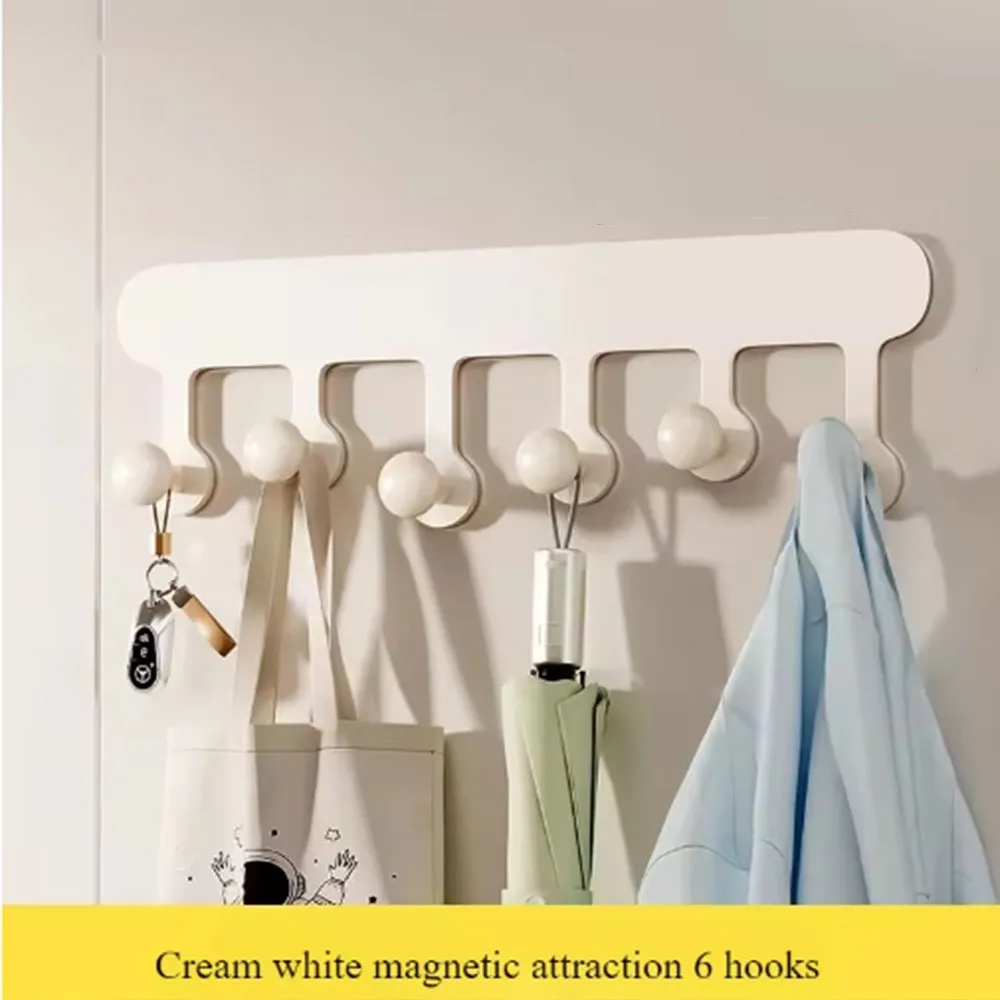 

With 6 Hooks Dopamine Magnetic Hook Wall Mounted Strong Load-bearing Capacity Sundries Storage Hook Space-saving Non Punching