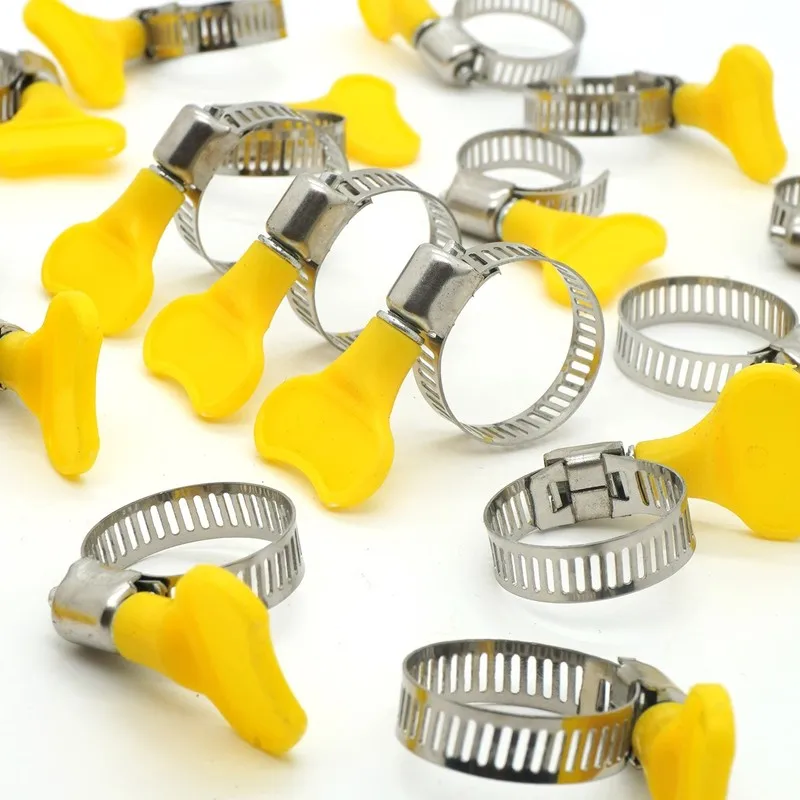 7 pcs 10-16mm Handle Pipe Clamps, Home Water Pipe Fixing, Stainless Steel Material, Adjustable Handle Lever