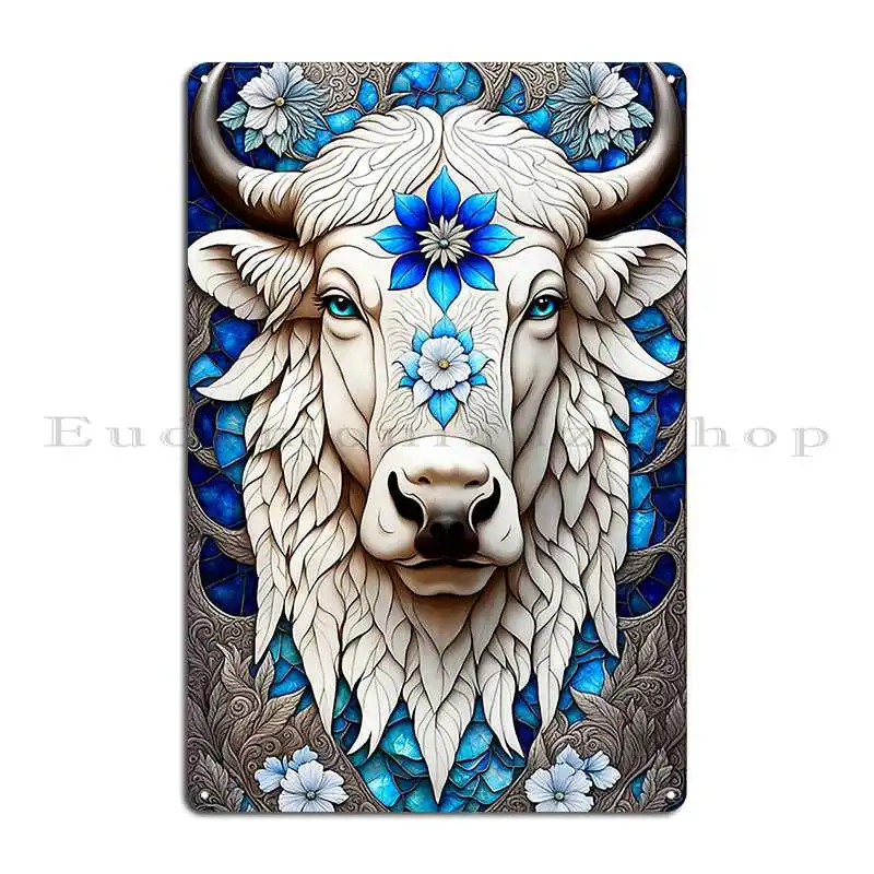 White Bison Buffalo 0 Spirit Animal Blanket Tapestry Big Wild Nature Cow Metal Sign Party Create Designer Tin Sign Poster