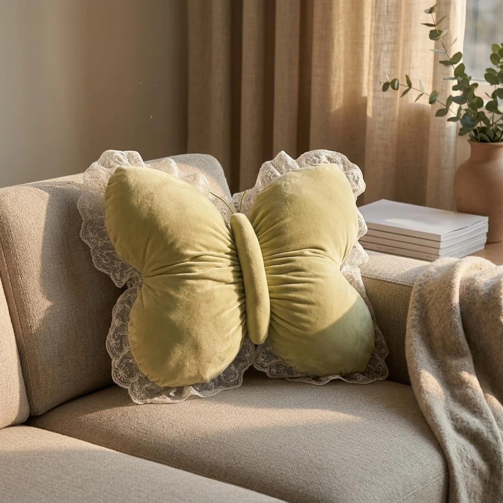 

Lace Butterfly Pillow Soft Padded Butterfly Shaped Cushion Sofa Pillow Soft Home Decor Aesthetic for Bed